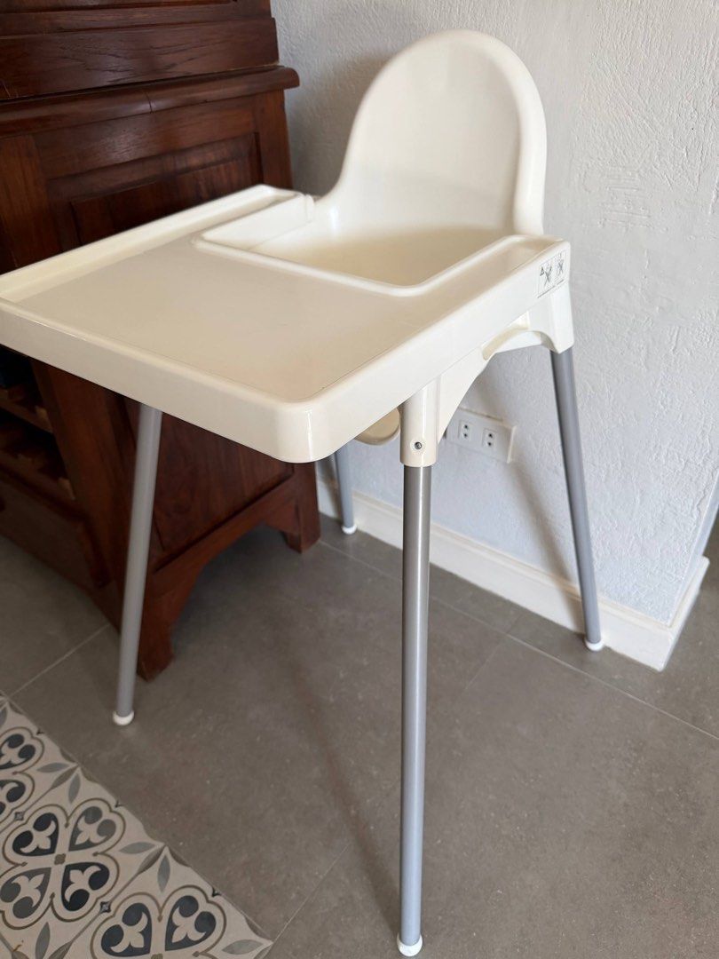 IKEA ANTILOP High Chair with Tray (Category: Baby High Chairs) located in Manila. Submitted by uhkaixx (Listing ID 1468308815, Image 2). Description: Issue: No seatbelt Lock of tray to chair is broken on one side .