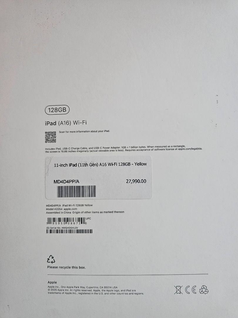 Ipad 11th gen A-16 (1 week old only) (Category: iPad) located in Caloocan City. Submitted by marvilrey053617 (Listing ID 1468325150, Image 2). Description: 1 week use only.