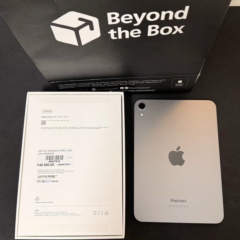 iPad Mini 7th Gen (A17 Pro) 256GB - WiFi (Category: iPad) located in Quezon City. Submitted by fliabrnvo (Listing ID 1468320134, Image 2). Description: iPad mini (A17 Pro) Wi-Fi Space Grey 256gb Smooth condition Cycle count: 57 Warranty until: April 18, 2027.