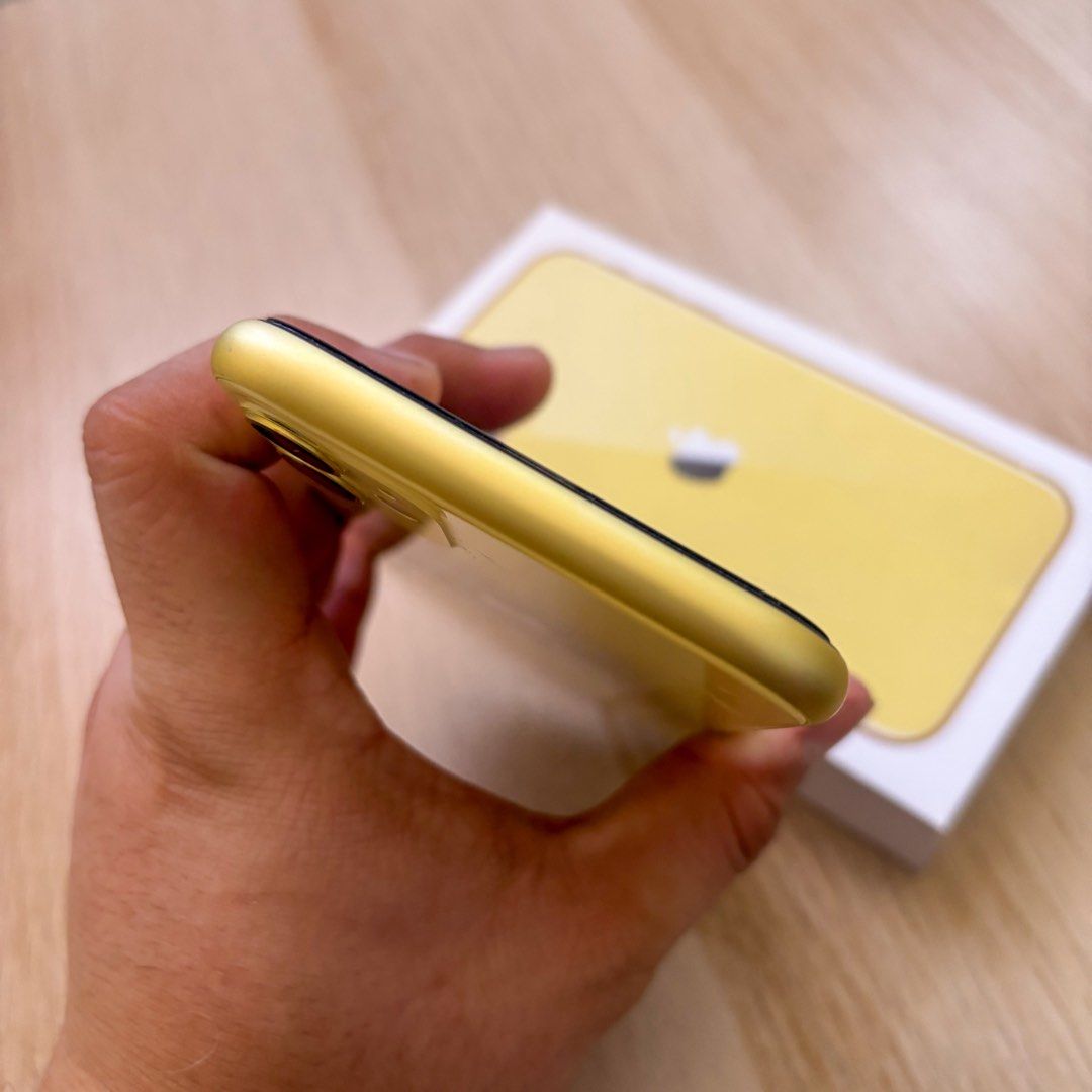 iPhone 11 128GB Yellow (Category: iPhone 11 Series) located in Cavite. Submitted by dj_02 (Listing ID 1468344786, Image 3). Description: iPhone 11 128GB Yellow Great condition Factory unlocked Installed with tempered glass With replacement box, charger, and cases 87% Battery health Still very smooth All original parts No issue whatsoever With minimal signs of usage but overall makinis.
