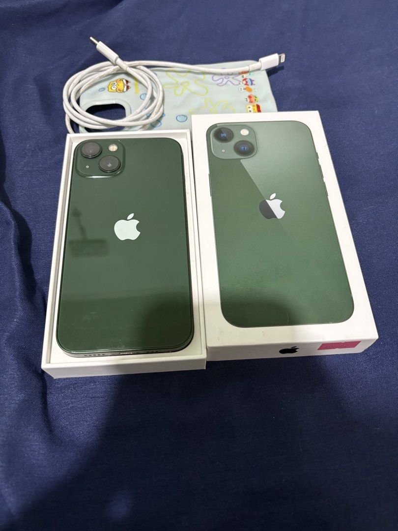 iPhone 13 Green 128GB (Category: iPhone 13 Series) located in San Pedro. Submitted by tapsyy (Listing ID 1468312859, Image 1). Description: FOR SALE OR SWAP ADD KA IF LOWER ADD AKO IF HIGHER IPHONE 13 GREEN 128GB 84% BATTERY HEALTH (ORIGINAL) FACTORY UNLOCKED (OPENLINE) ZP/A LOCAL VARIANT POWERMAC PURCHASED (OCTOBER 2, 2024) FACE ID WORKING TRUETONE WORKING COMPLETE PACKAGE (ORIGINAL BOX & CORD) NO REPAIR HISTORY (ALL ORIGINAL PARTS) PRISTINE CON