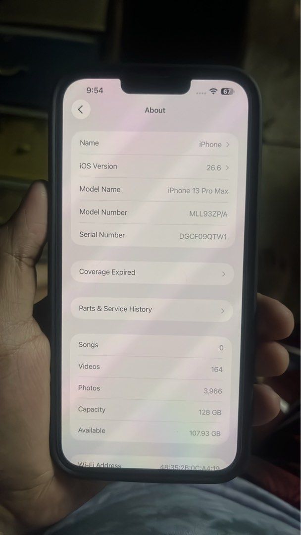 Iphone 13 pro max 128gb (Category: iPhone 13 Series) located in Manila. Submitted by xyz_xyz666 (Listing ID 1468410336, Image 2). Description: Please read!! Factory unlocked why cheap? battery’s health 65% some scratches on screen replaced camera but genuine apple part the rest all goods nagagamit ng maayos pwede pa pang personal use Pasig/Marikina.