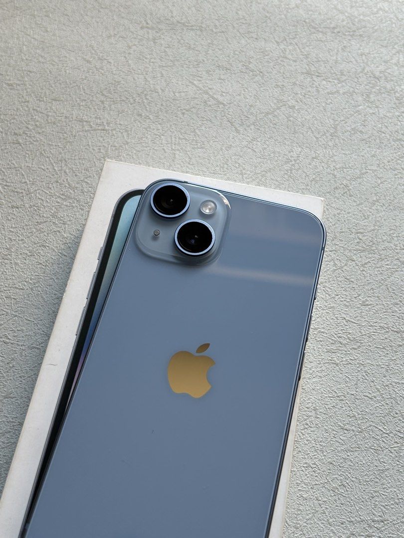 iPhone 14 128GB Blue (Category: iPhone 14 Series) located in Quezon City. Submitted by apple__avenue (Listing ID 1468299855, Image 3). Description: Selling brand-new condition iPhone 14, 128GB, NTC, Factory Unlocked (Openline), & Blue color. Bought from PowerMac & Under warranty until May 2027. Battery health is 96% With Original Box, manuals, cord, case and power brick. Installed with screen protector Meetups: Manila, Qc, SM North, Fairview, Cub