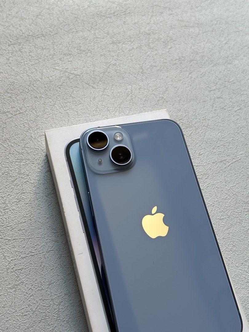 iPhone 14 128GB Blue (Category: iPhone 14 Series) located in Quezon City. Submitted by apple__avenue (Listing ID 1468299855, Image 2). Description: Selling brand-new condition iPhone 14, 128GB, NTC, Factory Unlocked (Openline), & Blue color. Bought from PowerMac & Under warranty until May 2027. Battery health is 96% With Original Box, manuals, cord, case and power brick. Installed with screen protector Meetups: Manila, Qc, SM North, Fairview, Cub