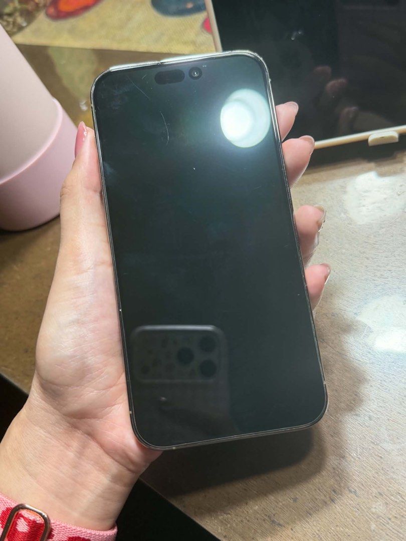 Iphone 14 Pro Max (Category: iPhone 14 Series) located in Makati City. Submitted by just4you1111 (Listing ID 1468432539, Image 2). Description: For sale negotiable With box and lightning cable Gold colorway 128gb 76% batt health No parts replaced yet.
