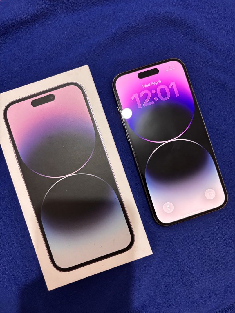 IPHONE 14PRO 128 NO ISSUE (Category: iPhone 14 Series) located in Manila. Submitted by _tobbyyy (Listing ID 1468313700, Image 2). Description: Iphone 14 Pro 128Gb Deep Purple 74%Bh No Issue No History Repair Unit, Case , Orig Box only .