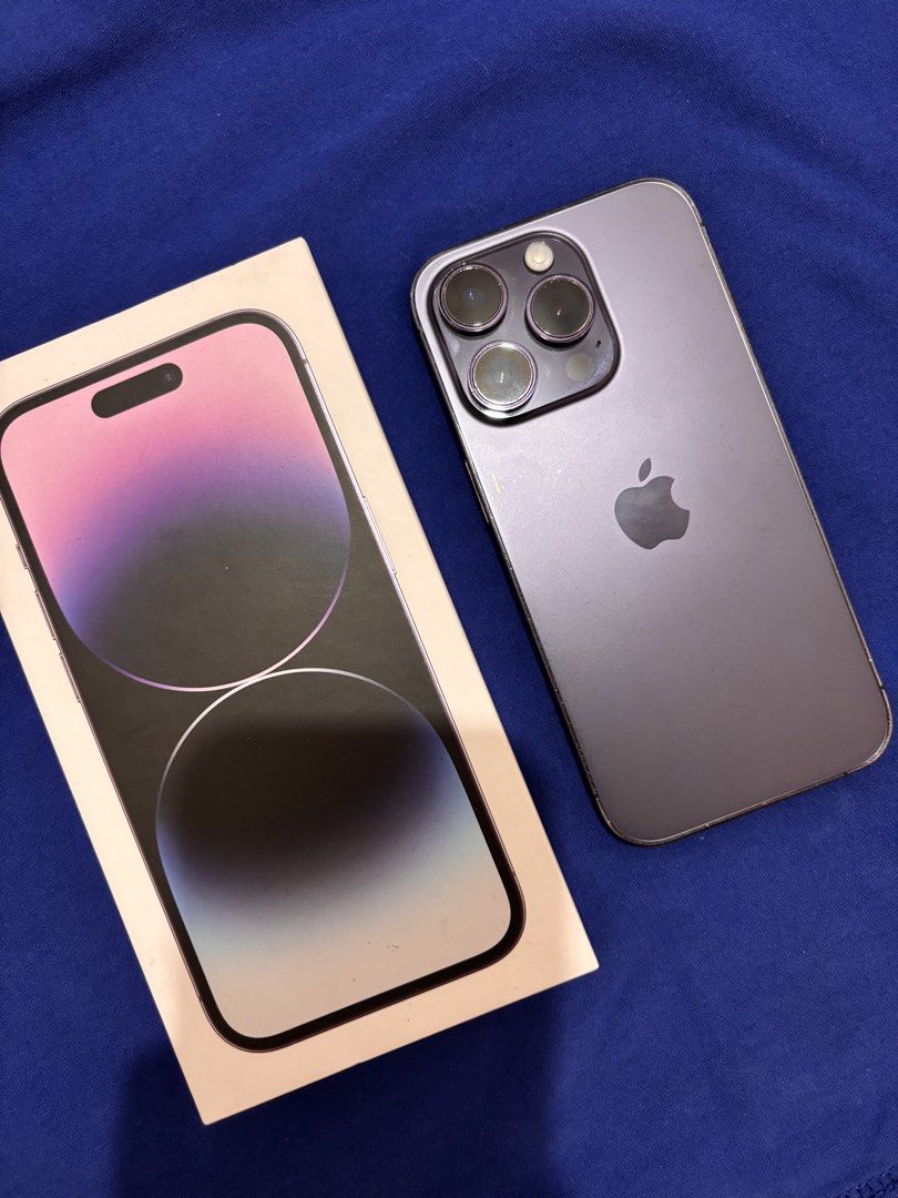 IPHONE 14PRO 128 NO ISSUE (Category: iPhone 14 Series) located in Manila. Submitted by _tobbyyy (Listing ID 1468313700, Image 1). Description: Iphone 14 Pro 128Gb Deep Purple 74%Bh No Issue No History Repair Unit, Case , Orig Box only .