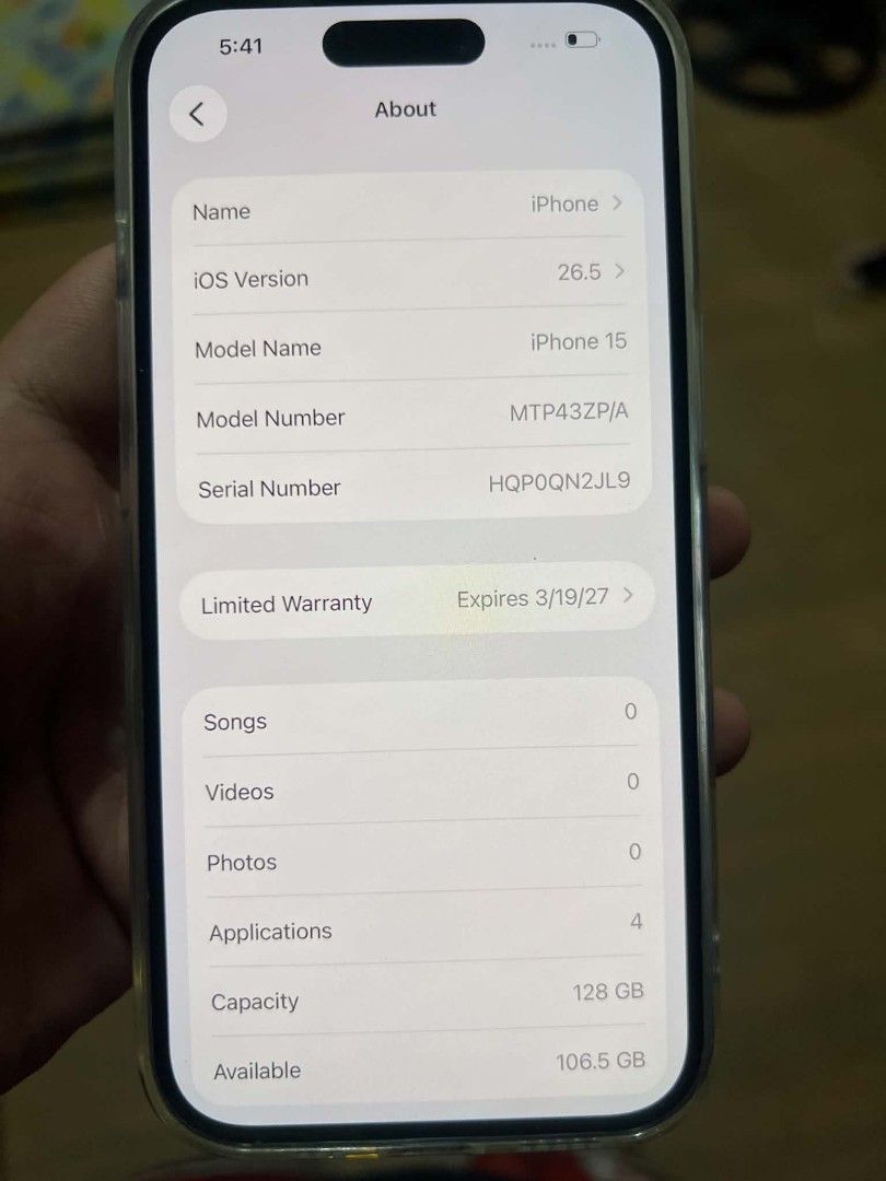 Iphone 15 128 Blue (Category: iPhone 15 Series) located in Manila. Submitted by daniele___ (Listing ID 1468435549, Image 2). Description: Iphone 15 128 Blue Details: ✅ Factory Unlock (Any sim) ✅ 91% ✅ True Tone ✅ Face Id ✅ All Working ✅ No Issue ✅ Unli Check& Reset ✅ Original All Parts ✅ No History of Repair ✅ Local Variant ✅ Ntc Approved Inclusions: ✅ Unit ✅ Replacement Box ✅ Clear Case 1 25k QC LOCATION.