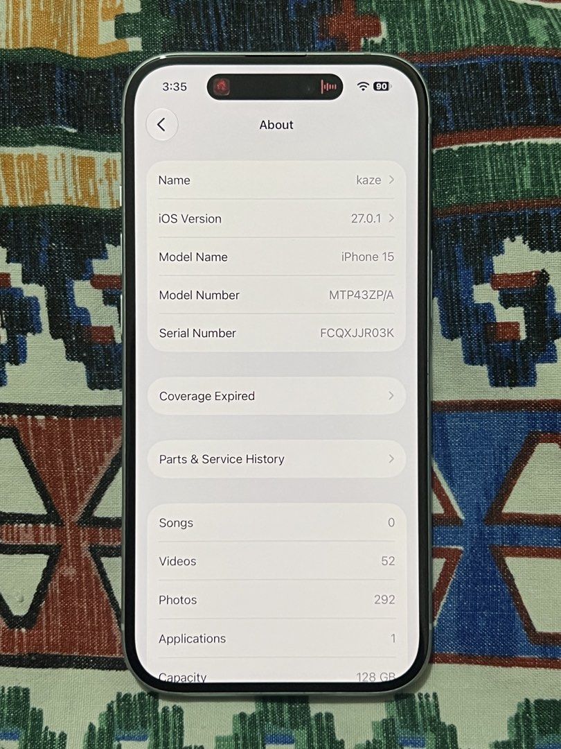 IPHONE 15 128gb OPENLINE NTC (Category: iPhone 15 Series) located in Manila. Submitted by solemn.cat (Listing ID 1468298602, Image 2). Description: ₱21,500 FIRM Iphone 15 128gb Blue 76% Battery Health (Original Apple Battery, Never Replaced) Openline / Factory Unlocked (No SIM restrictions) 100% Original parts, no history of repairs or component replacements Includes Unit and Case Only.