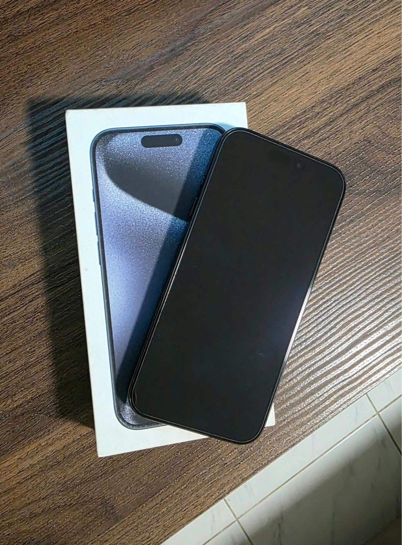 Iphone 15 pro 128gb Blue Titanium (Category: iPhone 15 Series) located in San Juan City. Submitted by keytiching (Listing ID 1468327547, Image 2). Description: No history of repair Factory Unlocked True tone working Smooth 80% battery health Taft location Pick up or meet up only RFS: upgrade.