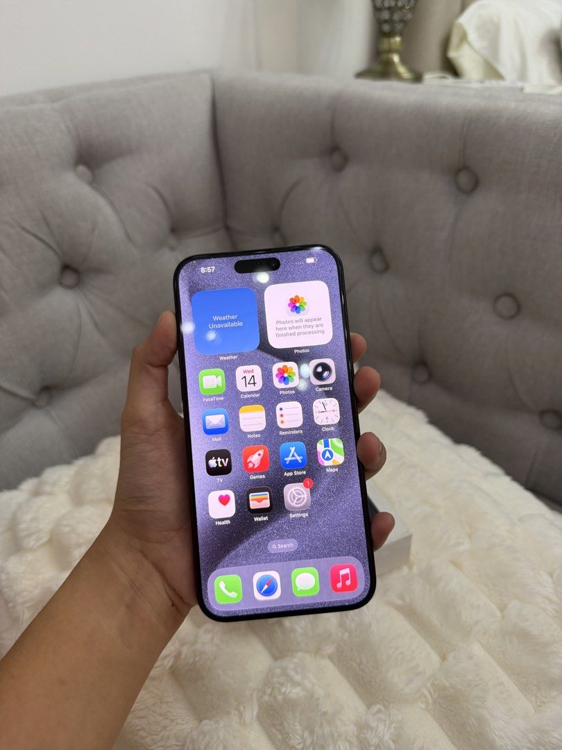iPhone 15 Pro Max 256GB (Category: iPhone 15 Series) located in Manila. Submitted by annicarts (Listing ID 1468365438, Image 1). Description: DETAILS • 256GB Storage • ZP/A Variant • Physical Dual SIM • 85% Battery Health • 676 Cycle Count • Pristine condition, no dents or scratches • 100% working, no issues • Openline / No SIM Restriction • Face ID & True Tone working perfectly • No history of repair or opening INCLUSIONS • Original Apple box wi