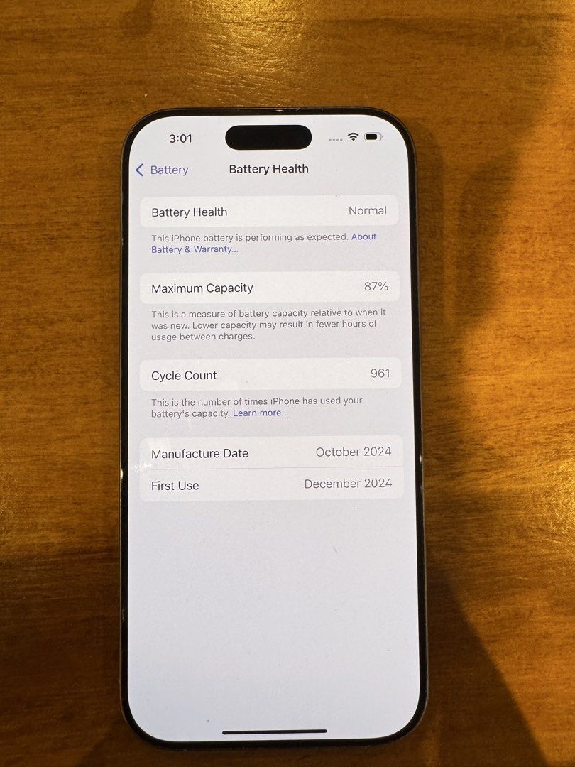 Iphone 16 pro 128gb (Category: iPhone 16 Series) located in Tagbilaran City. Submitted by kscloset1988 (Listing ID 1468450810, Image 3). Description: With box Cord.