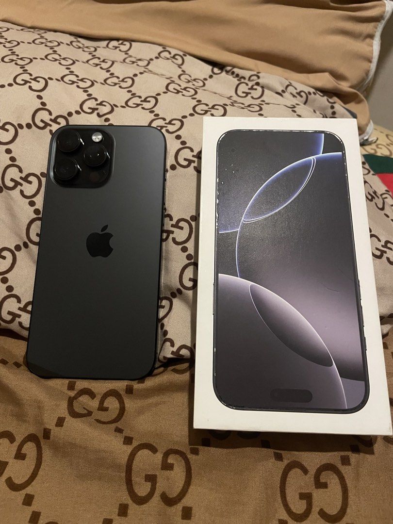 iPhone 16 Pro Max 256gb (Category: iPhone 16 Series) located in Malabon City. Submitted by chaasingman420 (Listing ID 1468465100, Image 1). Description: - Model: iPhone 16 Pro Max - Storage: 256GB - Color: Black Titanium - Condition: Excellent, like new with original box same imei with receipt. - Local Variant, NTC Approved -Factory Unlocked -No sim restriction - True Tone & Face ID Working - No History Repair - Battery Health 88% Cycle Count 656