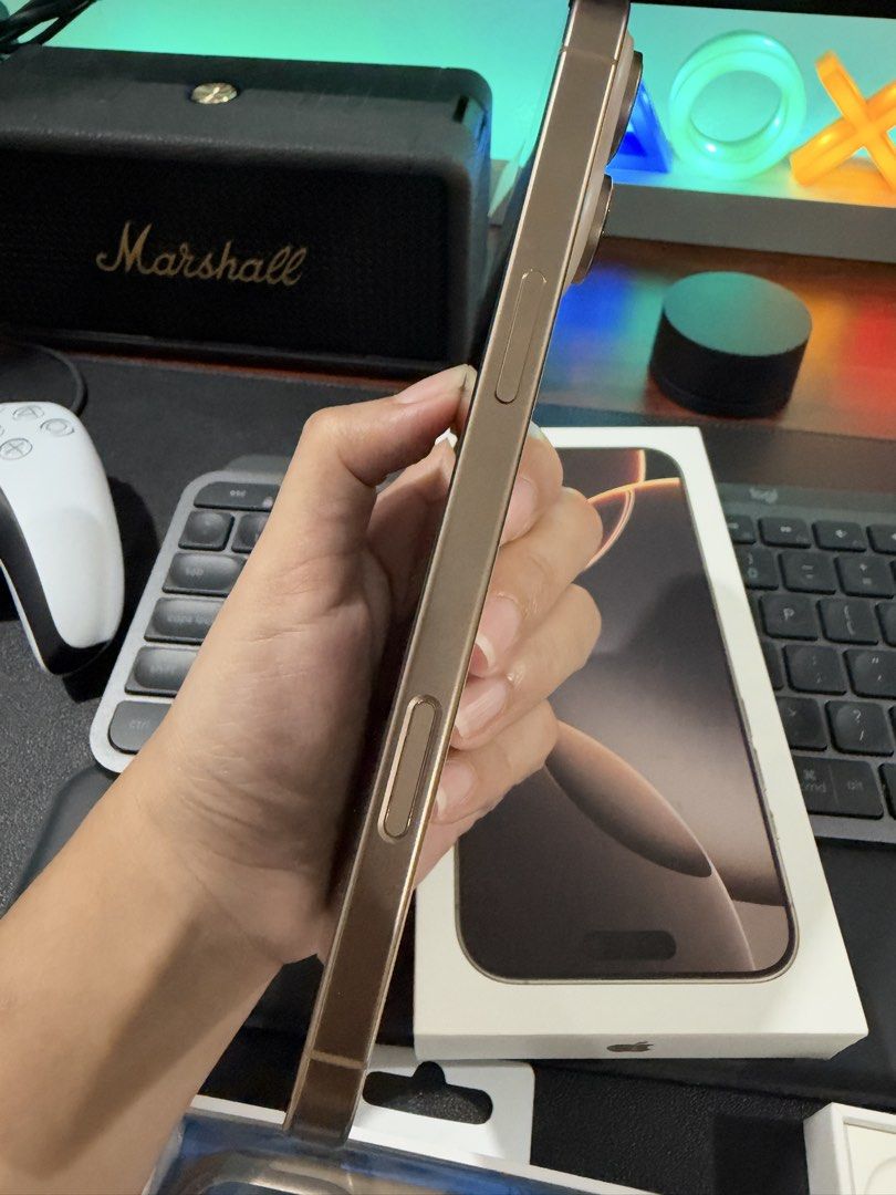 iPhone 16 Pro Max 256GB (Desert Titanium) (Category: iPhone 16 Series) located in Las Pinas. Submitted by mjhmanaman (Listing ID 1468424336, Image 3). Description: FOR SALE: iPhone 16 pro max 256GB (Desert Titanium) Globe locked (to be unlocked on the 20th) Battery health: 89% Cycle Count: 637 256GB Never opened nor refurbished With complete accessories: - 1 USB-C to Lightning Cable (never used) - Documentation Free Magsafe cases Rhinosheild Moma