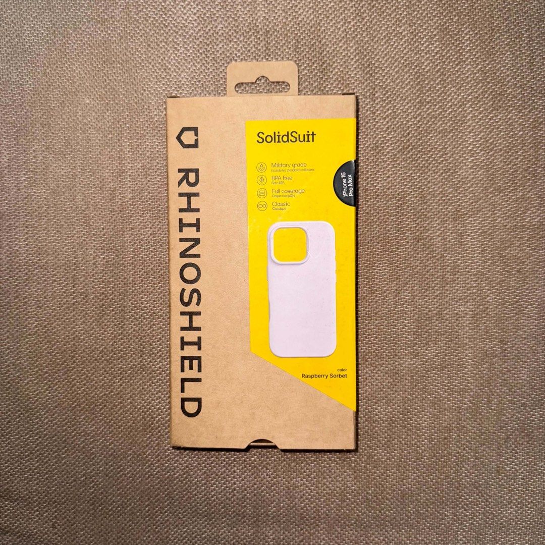 IPHONE 16 PRO MAX RHINOSHIELD SOLIDSUIT CASE (Category: Cases & Sleeves) located in Manila. Submitted by aelexispaolo (Listing ID 1468371685, Image 1). Description: IPHONE 16 PRO MAX RHINOSHIELD SOLIDSUIT CASE‼️ ₱650 PESOS ONLY (LAST PRICE)‼️ RHINOSHIELD SOLIDSUIT CASE *ORIGINAL * BRANDNEW * COLOR: RASPBERRY SORBET * PROTECTIVE * LIGHTWEIGHT * VALUE FOR MONEY * DROP PROTECTION * MINIMALIST DESIGN * NEVER USED OR TRIED ON * MILITARY GRADE DURABILI