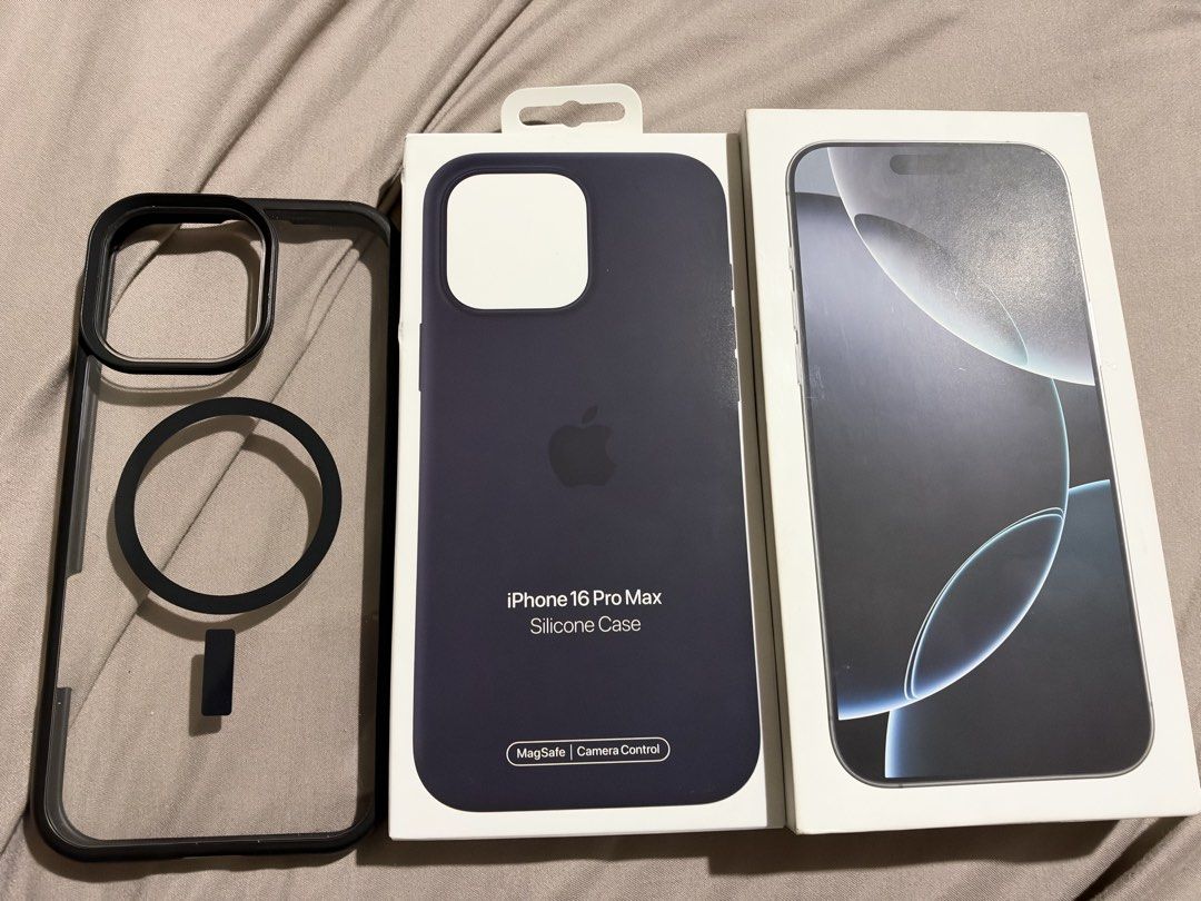 Iphone 16 promax (Category: iPhone 16 Series) located in Manila. Submitted by derrick.derrick1 (Listing ID 1468415279, Image 1). Description: Iphone 16 promax 512gb openline white titanium with two original case 91 bh .