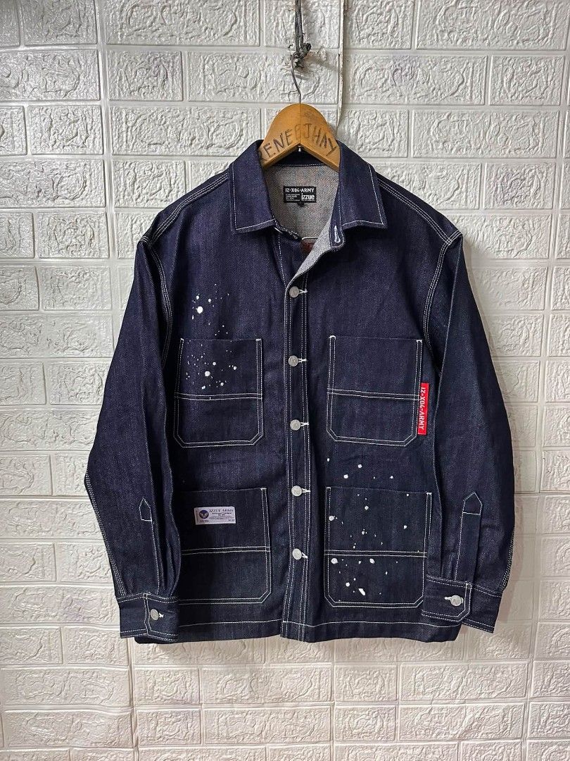 IZZUE -DENIM RAW CHORE JACKET (Category: Coats, Jackets and Outerwear) located in Bacoor. Submitted by arlenelamery (Listing ID 1468421492, Image 2). Description: IZZUE - DENIM RAW CHORE JACKET AUTHENTIC GOOD AS NEW CONDITION NO ISSUE SIZE ACTUAL VIA TAPE MEASURE W23 PIT TO PIT ( large) L28 SLEEVE 23 SHOULDER 19 PRICE 1990 + SF PM MODE OF PAYMENT TRU GCASH LOC CAVITE.
