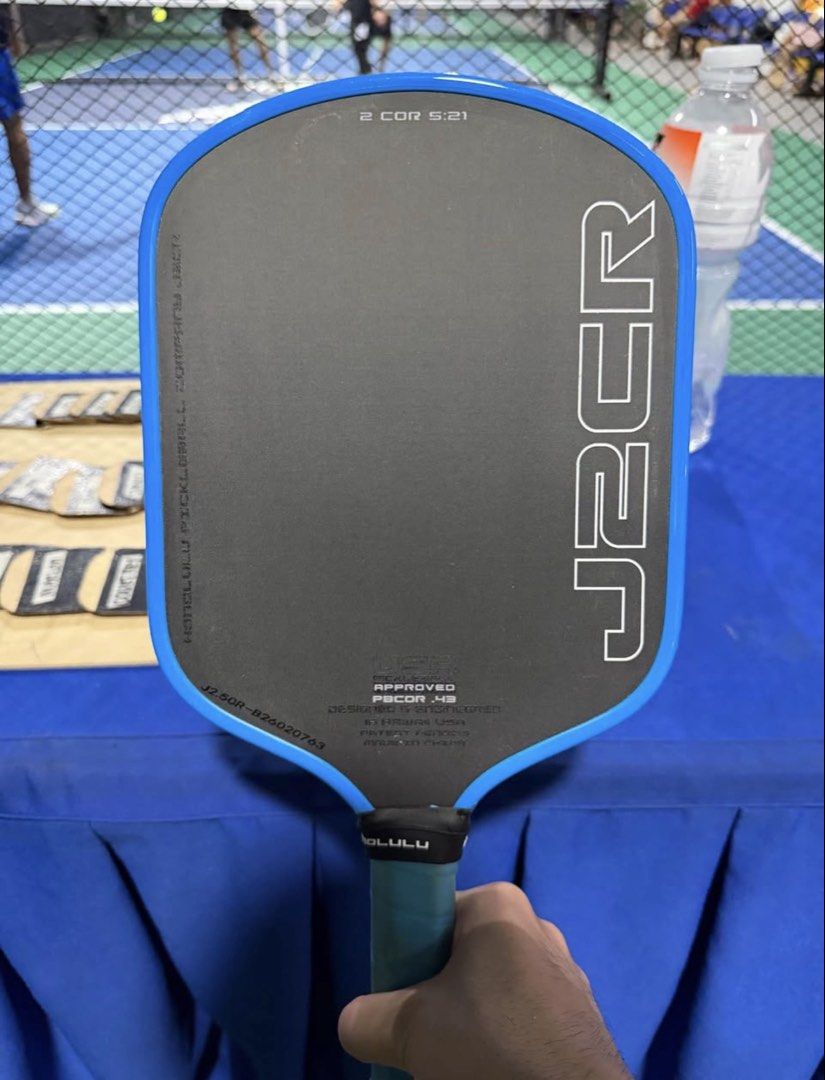 J2CR 16MM LH (Category: Racket and Ball Sports) located in Santa Rosa. Submitted by neoangelo (Listing ID 1468440785, Image 2). Description: Bought last July. Slight battle scars only. No issue. With edge tape since day 1. Complete with receipt and extra overgrip. Santa Rosa Laguna 📍 Lalamove or pickup only.