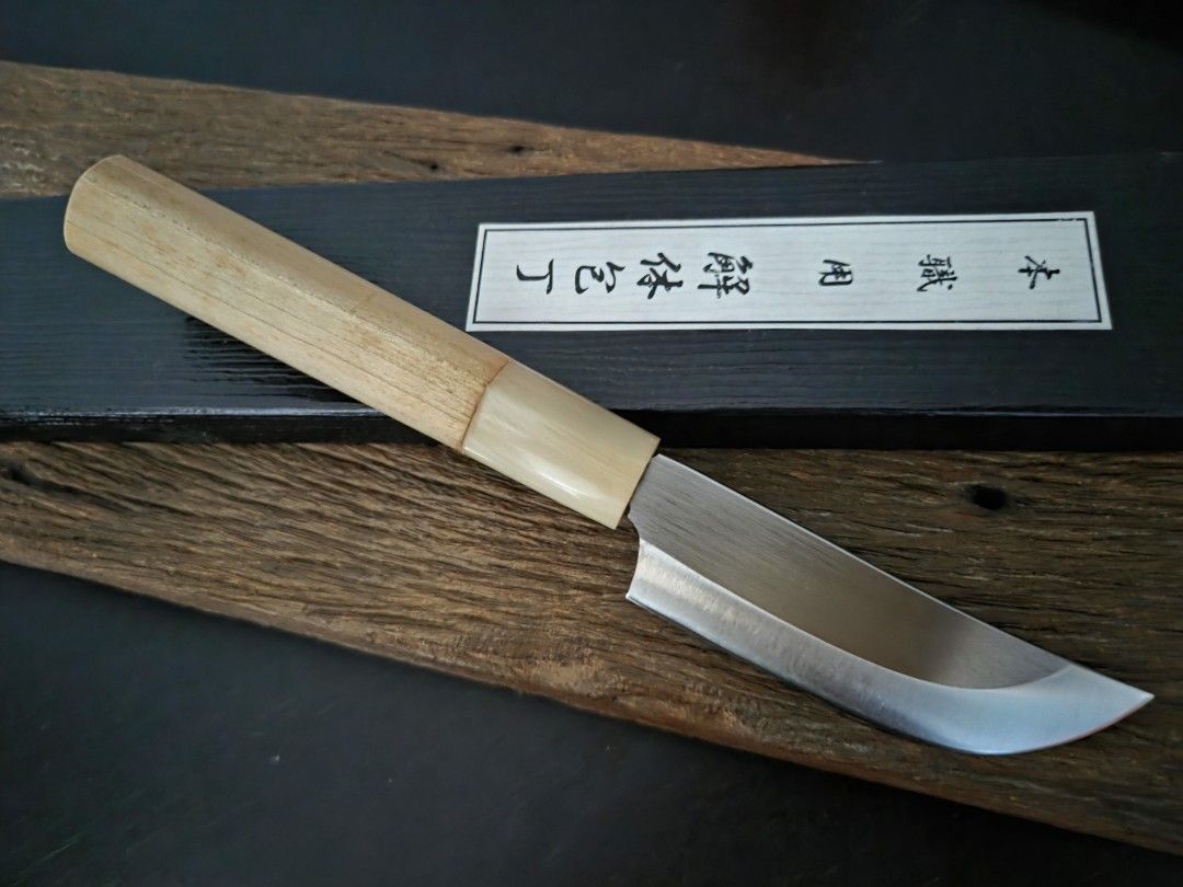 Japanese Fixed Blade (Category: Knives & Chopping Boards) located in Marikina City. Submitted by knifeandtoolphilippines (Listing ID 1468356315, Image 3). Description: Fixed Price No Haggling Steel Type: ZDP-189 Handle Material: Ho Wood with Albino Buffalo Horn Ferrule Made in Japan.