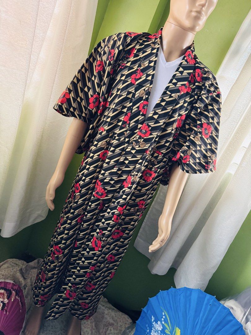 Japanese traditional kimono assorted patterns yukata robe (Category: Traditional & Ethnic wear) located in Bacolod City. Submitted by jeffreyhue19895 (Listing ID 1468314852, Image 3). Description: -₱599 Each Kimono Fixed Price - Worth ₱1,000 & up of purchase Free Delivery Nation Wide -Mannequin size 5'10 Medium size - Type: Traditional Japanese robes / layering jackets - Available Designs: Dark blue with cherry blossoms, geometric with red flower