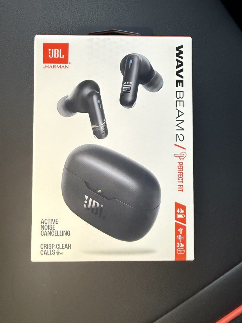 JBL Wave Beam 2 True Wireless Noise Cancelling Earbuds (Category: Earphones) located in Manila. Submitted by raki_01 (Listing ID 1468343309, Image 1). Description: Retail goes for 3,300 pesos Brand new, factory-sealed JBL Wave Beam 2 wireless earbuds (Black) - Active Noise Cancelling & Smart Ambient mode - Up to 40 hours total battery life with charging case - IP54 water and dust resistant for active use - 4-mic technology with VoiceAware for cri