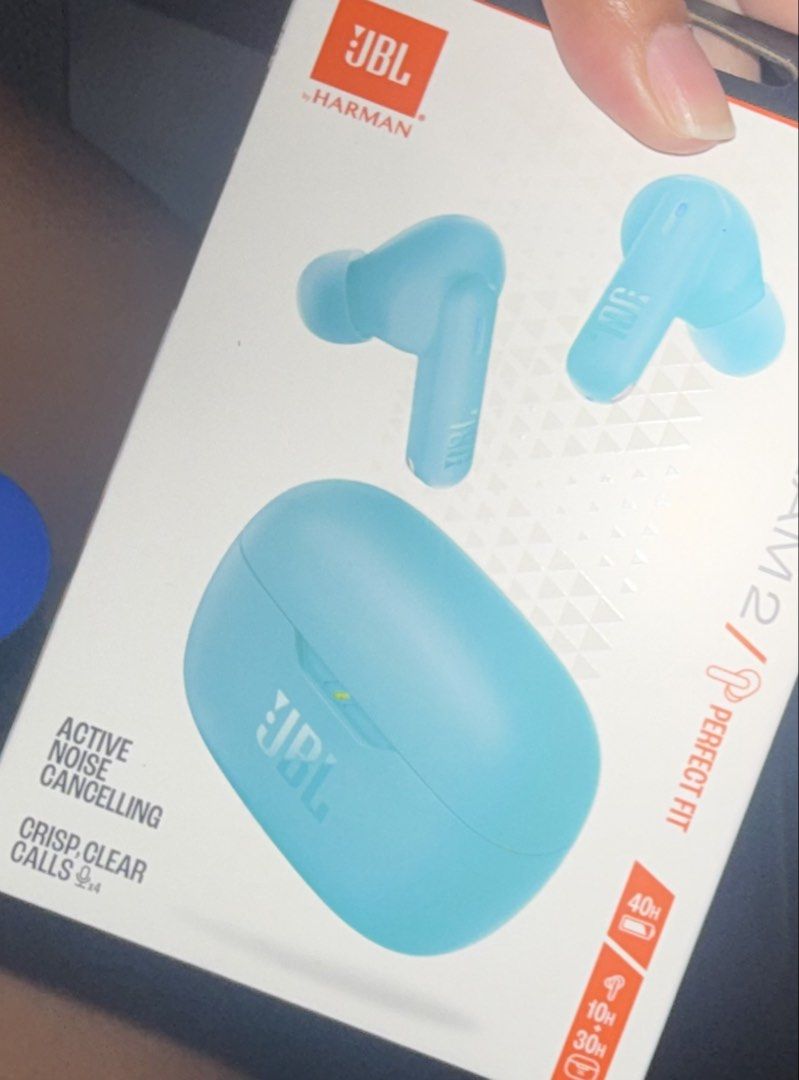 JBL Wave Beam 2 True Wireless Earbuds (Category: Earphones) located in Valenzuela. Submitted by ohhitslala (Listing ID 1468377627, Image 2). Description: - Model: JBL Wave Beam 2 Wireless Earbuds - Color: Mint Green - Condition: Brand new, unused, fresh out of the packaging with original retail box included - Features: Active Noise Cancelling (ANC), crisp sound quality, and clear calls - Battery: Long-lasting battery perfect for workouts, commute