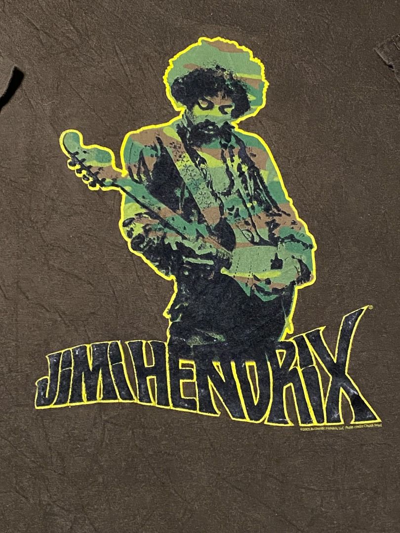 Jimi Hendrix 2005 | band shirt (Category: Tshirts & Polo Shirts ) located in Las Pinas. Submitted by all_details_posted (Listing ID 1468422629, Image 3). Description: dated 2005, silkscreen camo print, gamuza black details cr 8/10.