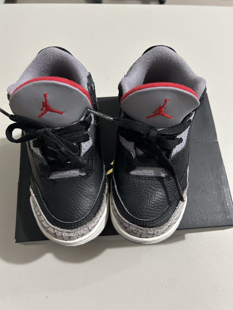 Jordan 3 Retro/ Size 8C - 14cm (Category: Babies & Kids Fashion) located in Manila. Submitted by kayeco29 (Listing ID 1468411871, Image 2). Description: - thrice lang nagamit - no flaws/ no issue -bought this sa FOOTLOCKER Sm seaside Cebu Location: Cebu Courier: J&T/ LBC .