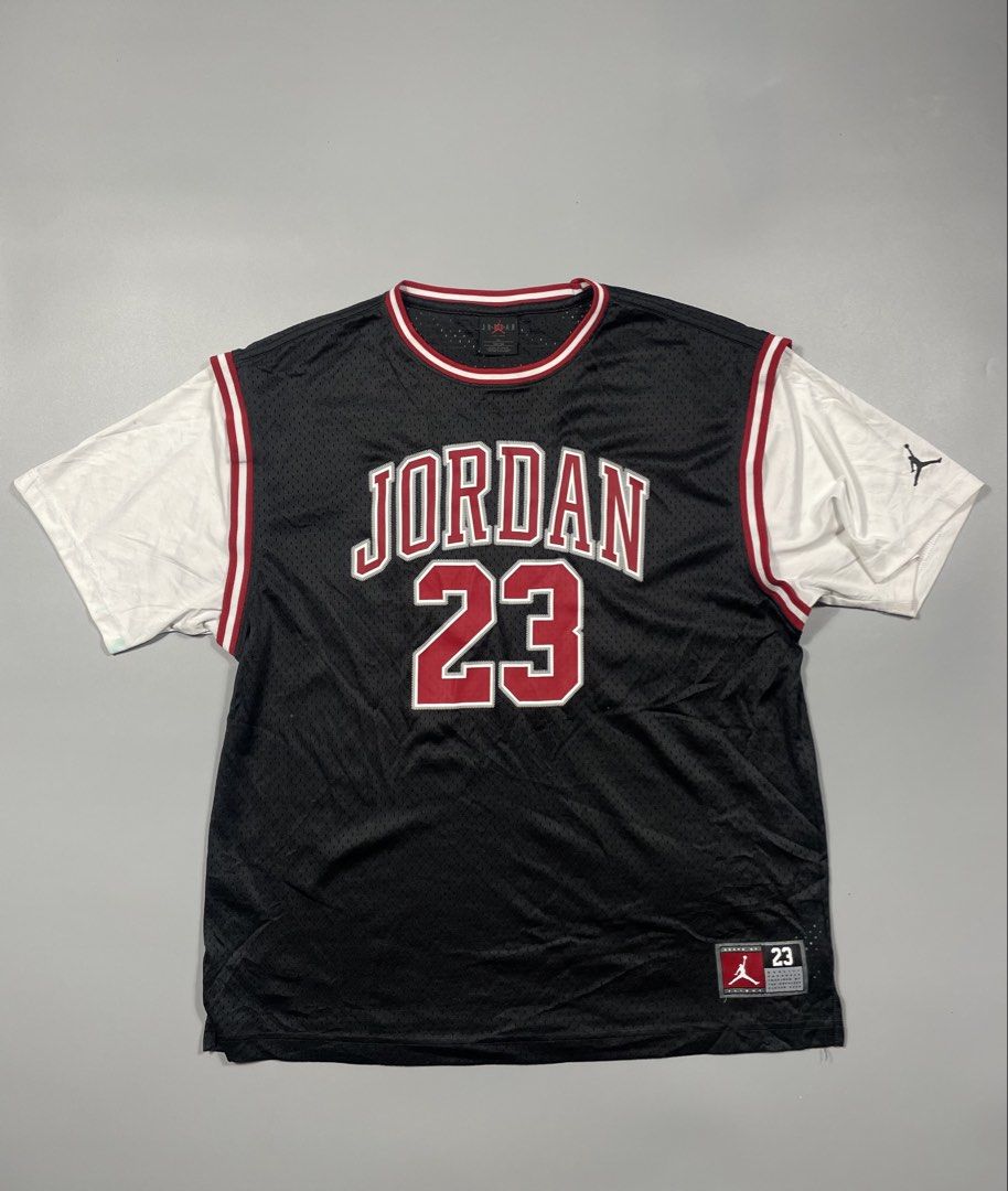 Jordan Jersey-Shirt (Category: Activewear) located in Taguig. Submitted by _curatedfits (Listing ID 1468462773, Image 1). Description: Jordan Jersey-Shirt Size: Large youth Width 21” Length 26” Flaws stain on sleeve - 850 Dm!.