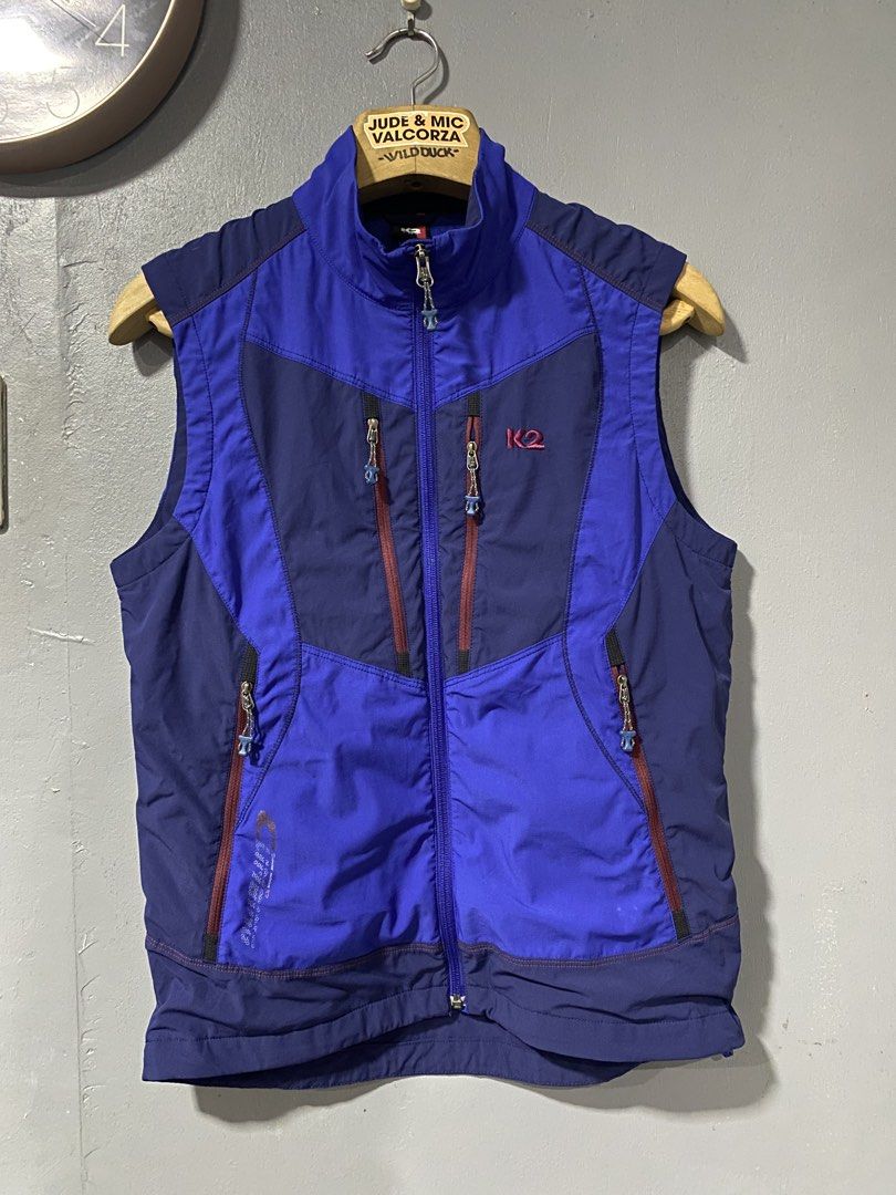 K2 Outdoor Athletic Vest (Category: Vests) located in Tanay. Submitted by judevalcorza (Listing ID 1468286938, Image 1). Description: - Brand/Model: K2 Outdoor Vest - Colorway: Blue and purple with contrasting zippers - Size: 95 (Tag on collar) Medium 26/20 - Features: Full zip front closure, multiple zippered pockets on chest and lower front - Back Design: Breathable mesh panel down the middle - Ideal For: Hiking, running, and lightweight techni