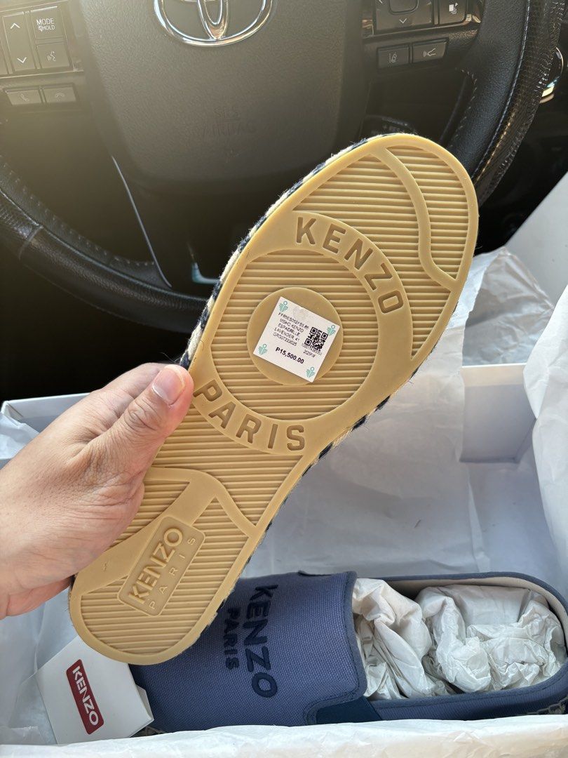 Kenzo Paris Lavender Espadrilles (Category: Casual Shoes) located in Pasig City. Submitted by borissirob (Listing ID 1468402139, Image 2). Description: - Brand: Kenzo Paris - Item: Canvas espadrilles - Color: Lavender - Size: 42 - Condition: Brand new with tag and original box - Features: Slip-on style, embroidered logo branding, and jute-trimmed rubber sole.