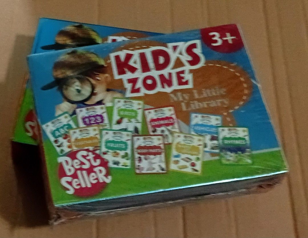 Kid's Zone My Little Library Educational Book Set (Category: Children's Books) located in Manila. Submitted by luckyfox-3a3e (Listing ID 1468446752, Image 2). Description: - Brand: Kids Zone (My Little Library boxed set) - Condition: Brand new, unopened, and wrapped in original plastic film - Recommended Age: 3 years old and above - Includes multiple small books covering: ABC, 123, birds, animals, vegetables, fruits, body parts, shapes & colours,