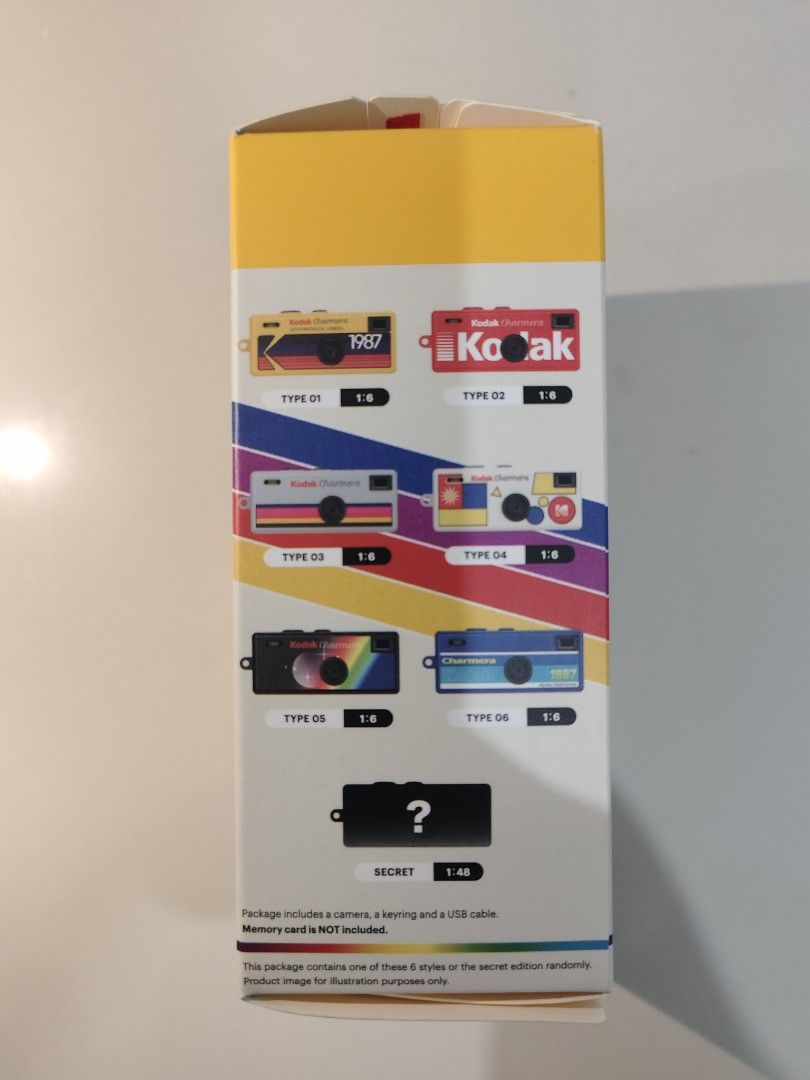 Kodak Charmera Keychain Digital Camera Blind Box (Category: Cameras) located in Manila. Submitted by jmcruzpo (Listing ID 1468389187, Image 2). Description: - Kodak Charmera keychain digital camera blind box - 7 styles to collect, featuring a rare secret edition - Inspired by the iconic 1987 Kodak Fling - Ultra-compact and lightweight at just 30g - Built-in features: 7 photo filters and 4 photo frames - Inclusions: Camera, keyring, and USB cable 