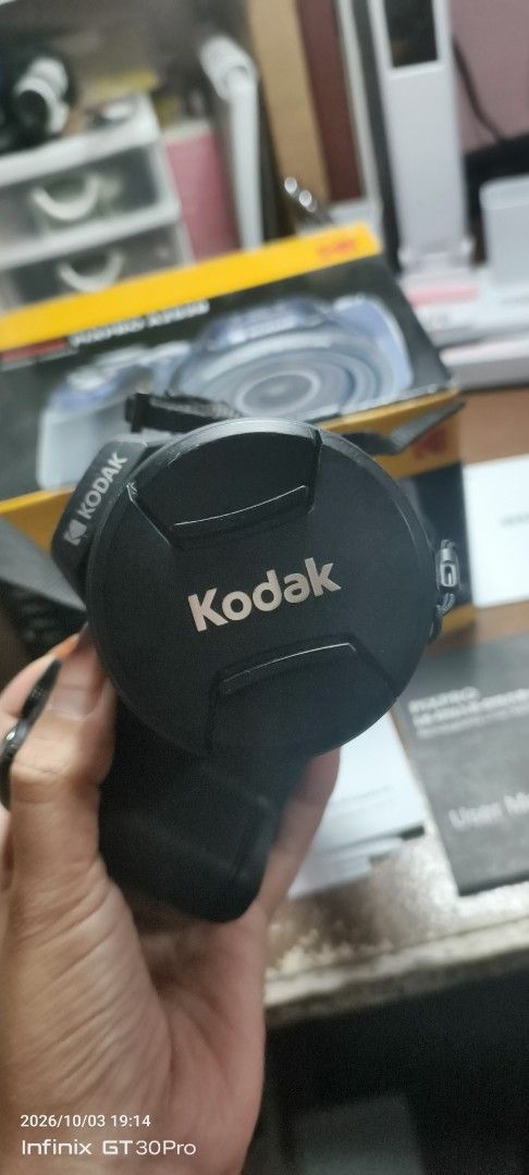 Kodak Pixpro AZ528 Digital Bridge Camera (Category: Cameras) located in Manila. Submitted by ravennicol02785 (Listing ID 1468302145, Image 3). Description: - Model: Kodak Pixpro AZ528 Digital Bridge Camera (Black) - Zoom: Massive 52x optical zoom lens - Resolution: 16 megapixels for crisp photos - Connectivity: Built-in Wi-Fi for easy sharing - Inclusions: Original box, neck strap, cables, user manuals, and warranty card - Condition: Complete wit