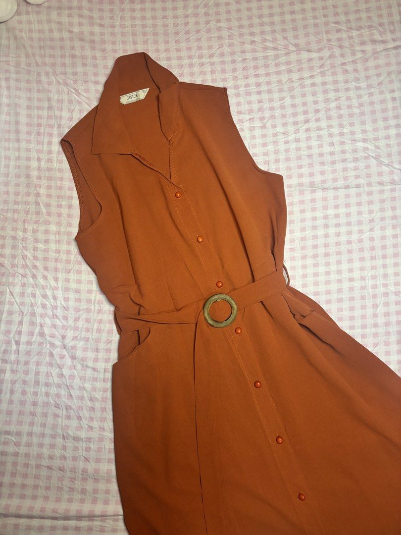 Korean Buttoned with Belt Dress (Category: Dresses) located in San Juan City. Submitted by angel_aura_archive (Listing ID 1468354488, Image 1). Description: - Worn twice - Free size (can fit upto L) - For your reference my wasteline is 30 and may space pa sa akin - All of the details are here n po so pls matuto po magbasa and no to low bailers!! I can give discount if marami po kukunin. They are not from ukay and they are from my personal collect