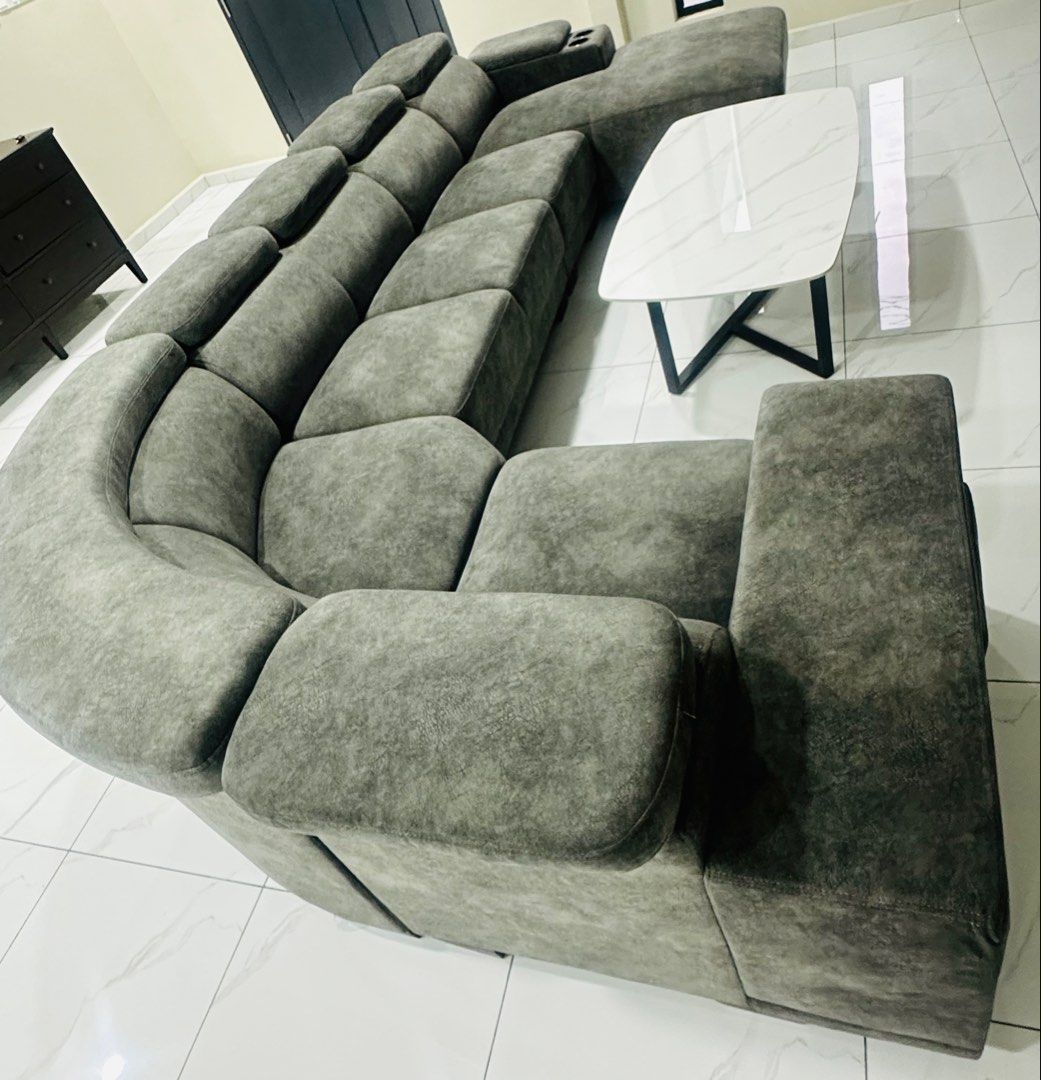 L shape sofas (Category: Sofas) located in Singapore. Submitted by seenu0508 (Listing ID 1468300096, Image 1). Description: 🔥 URGENT SALE – 6-SEATER SOFA SET + 2 STOOLS |$1280 🔥 Looking to sell my sofa set for immediate sale! Perfect for your living room, with a stylish and comfortable design. 🛋️ Sofa Set Details: ✅ 6-seater sofa set ✅ Soft velvet cushions ✅ Includes 2 small stools ✅ Only slightly used ✅ Still looks like new ✅ Elegant design –