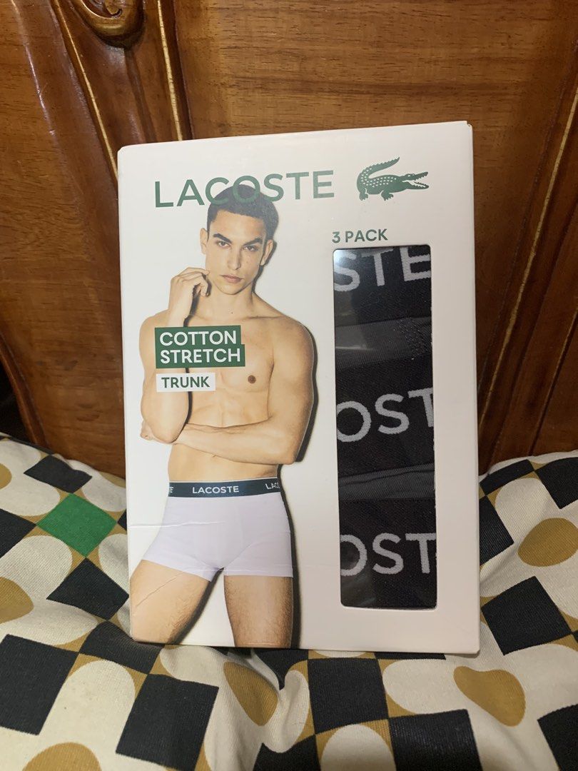 Lacoste boxer/trunk (Category: Underwear) located in General Trias. Submitted by vpshoppe (Listing ID 1468345070, Image 1). Description: Original Lacoste cotton stretch trunk/boxer shorts 3 pcs color:combi of black &gray size:medium with code for sure buyer only.