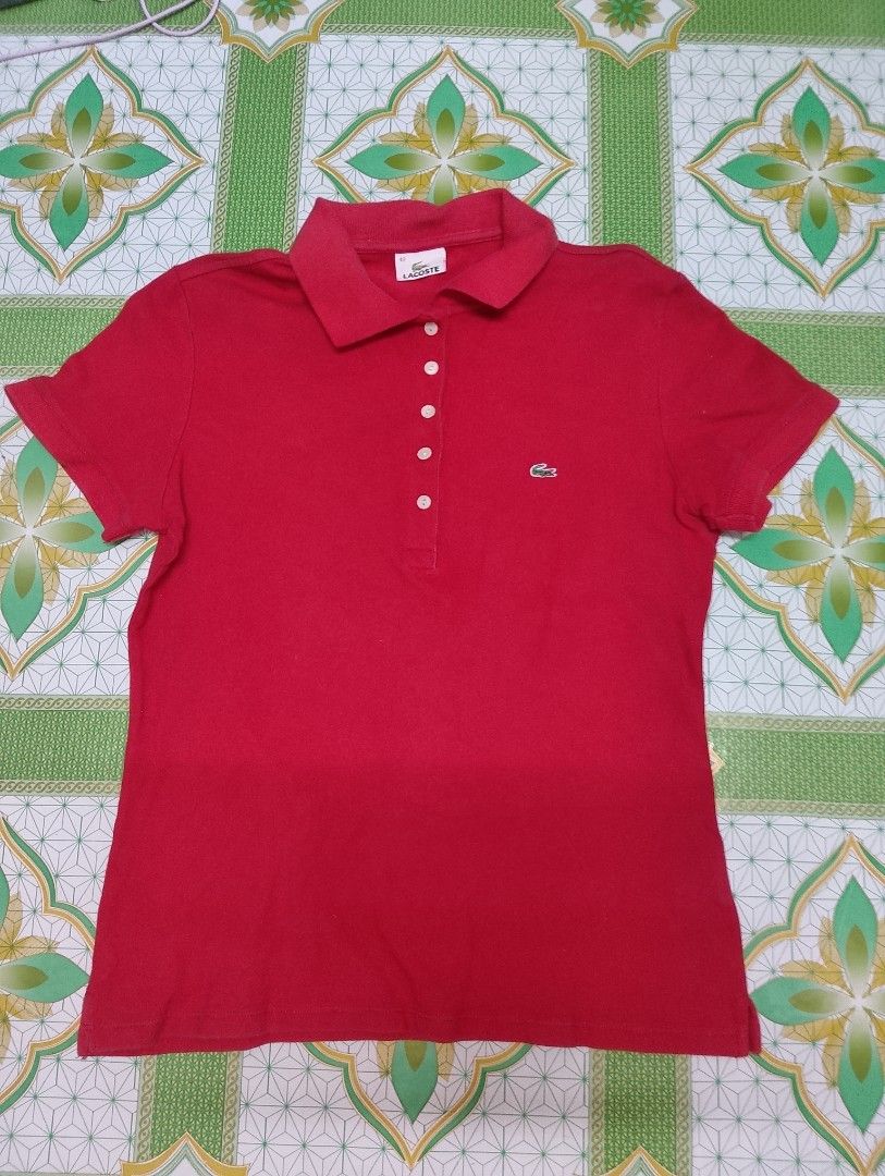 Lacoste Red (Authentic) (Category: Shirts) located in Manila. Submitted by envy25 (Listing ID 1468296035, Image 1). Description: Lacoste Women Size 42 Excellent Condition.