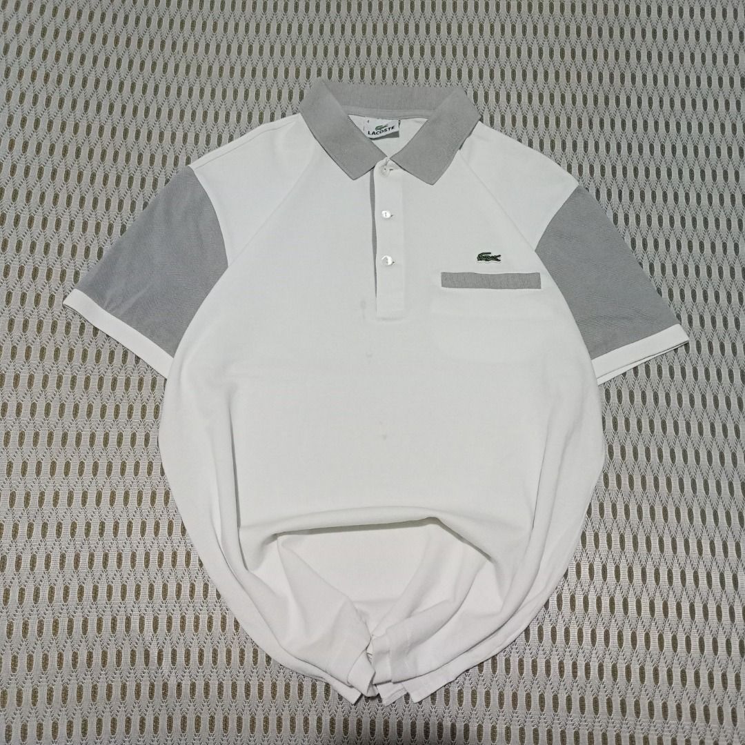 Lacoste White Grey Polo Shirt Size 4 (Category: Tshirts & Polo Shirts ) located in General Santos City (Dadiangas). Submitted by collection_9500 (Listing ID 1468477625, Image 1). Description: Lacoste White Grey Polo Shirt Size 4 19.5 x 24.5 Medium Excellent except washable stain Gensan loc Pm for inquiries All are thrifted items.