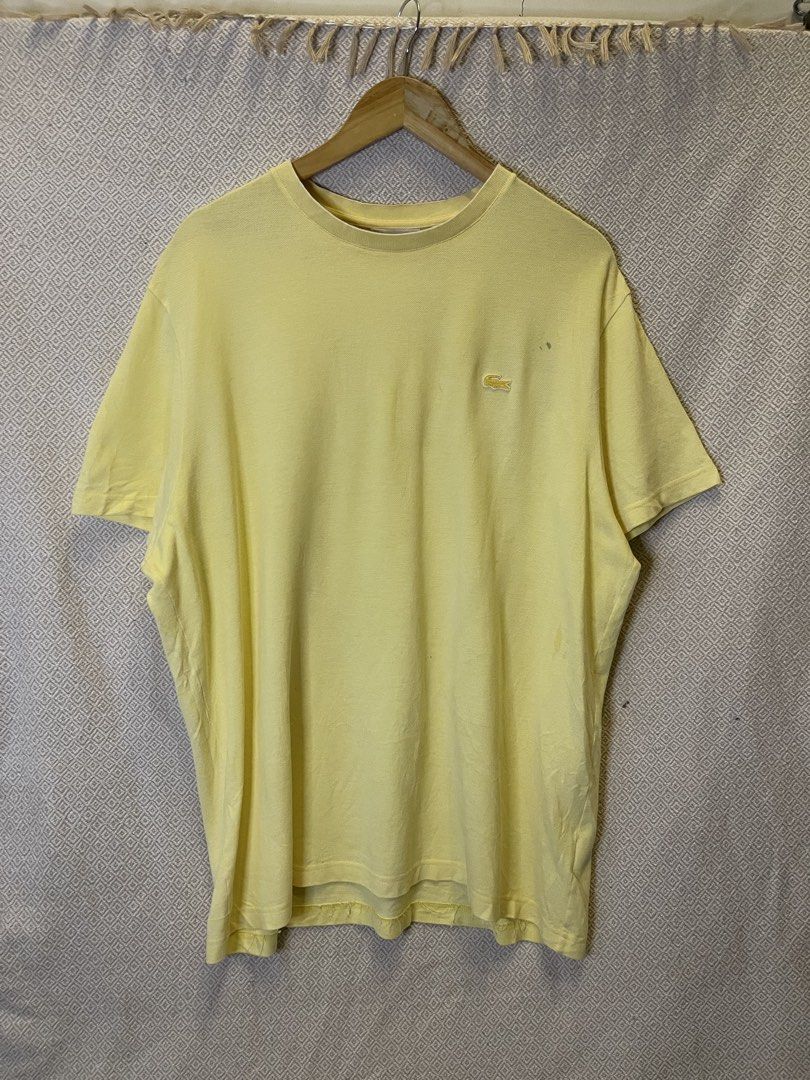 Lacoste yellow tonal tee (Category: Tshirts & Polo Shirts ) located in Manila. Submitted by hypestock_mnl (Listing ID 1468307998, Image 1). Description: - stylish - perfect for casual wear - great fit - in good condition - minimal signs of usage - 9/10 - money worth! - see pics for details/issue.