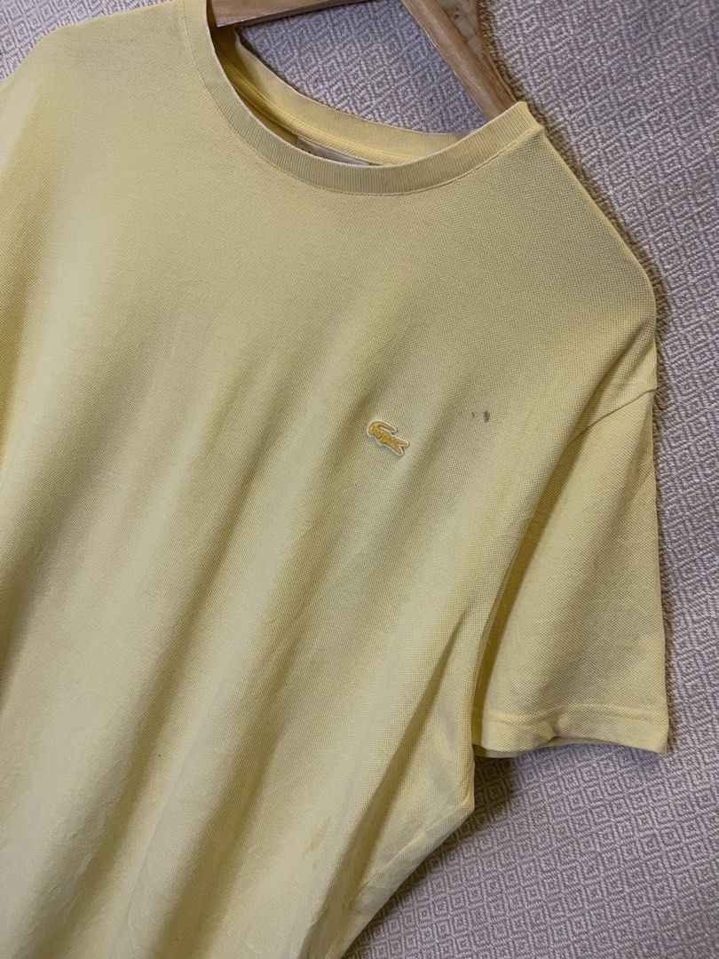 Lacoste yellow tonal tee (Category: Tshirts & Polo Shirts ) located in Manila. Submitted by hypestock_mnl (Listing ID 1468307998, Image 2). Description: - stylish - perfect for casual wear - great fit - in good condition - minimal signs of usage - 9/10 - money worth! - see pics for details/issue.