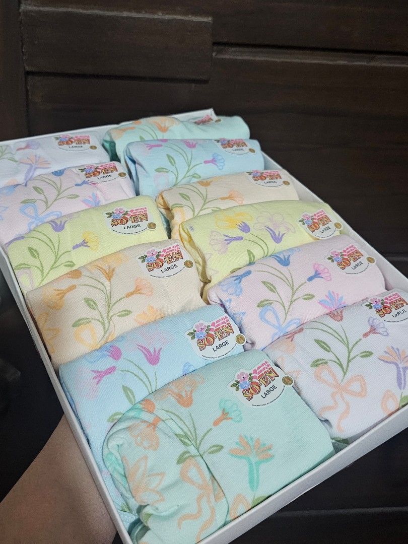 Large Soen Floral Semi-Panties Box Set (Category: Undergarments & Loungewear) located in Manila. Submitted by sgarcia (Listing ID 1468353749, Image 2). Description: BRAND NEW Semi-panty style 12pcs P700 Bought for P850.