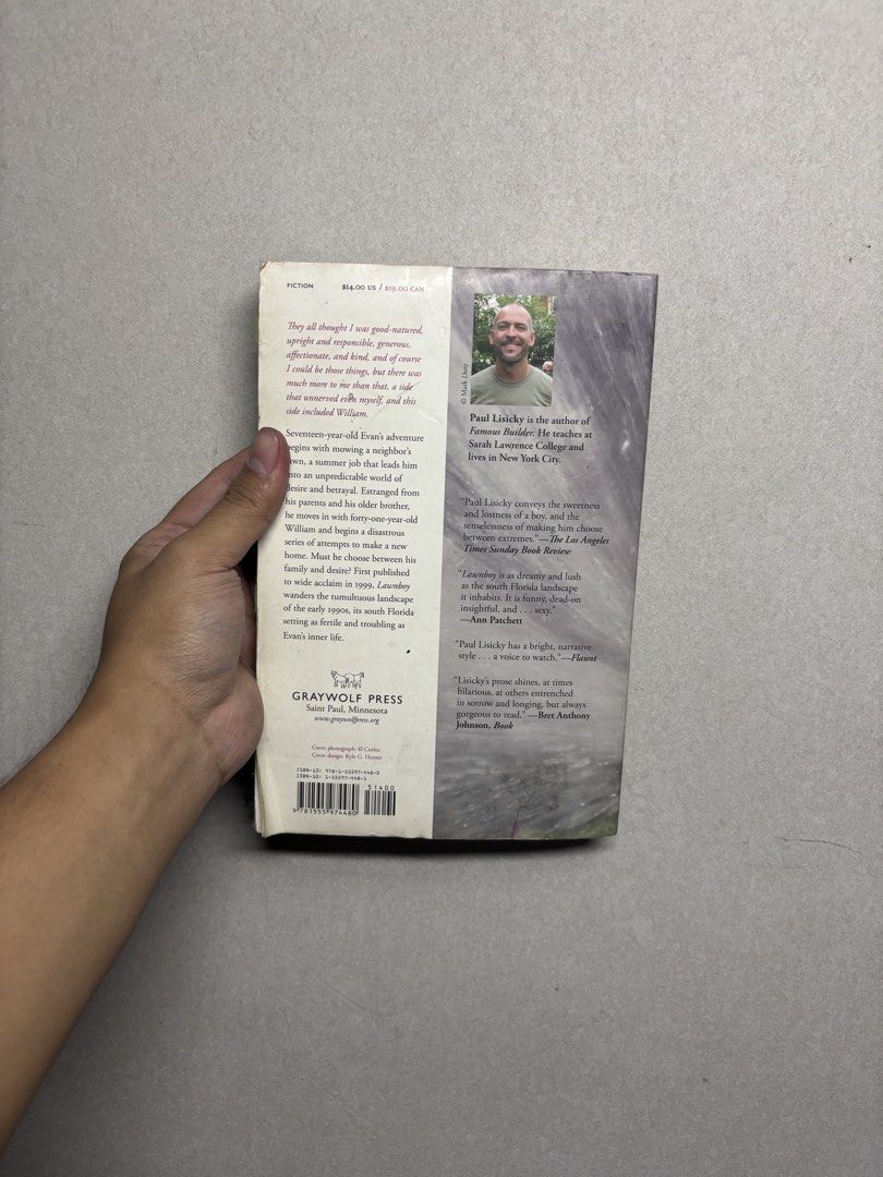 Lawnboy by Paul Lisicky Novel (Category: Storybooks) located in Cabuyao City. Submitted by john.sellsthings (Listing ID 1468396121, Image 3). Description: Paperback copy of Lawnboy written by Paul Lisicky. Published by Graywolf Press. Minor wear along the edges and spine from reading. Pages have some small green page markers attached. Clean interior text. Good read about a seventeen-year-old in Florida during the nineties. MOP: Gcash MOD: J&T.