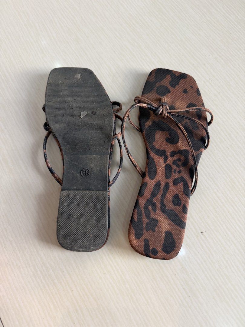 leopard print square toe twist-knot strap sandals (Category: Slippers and slides) located in Iloilo. Submitted by youngrabbit.b5670d (Listing ID 1468377856, Image 2). Description: Used once Still in pristine condition .