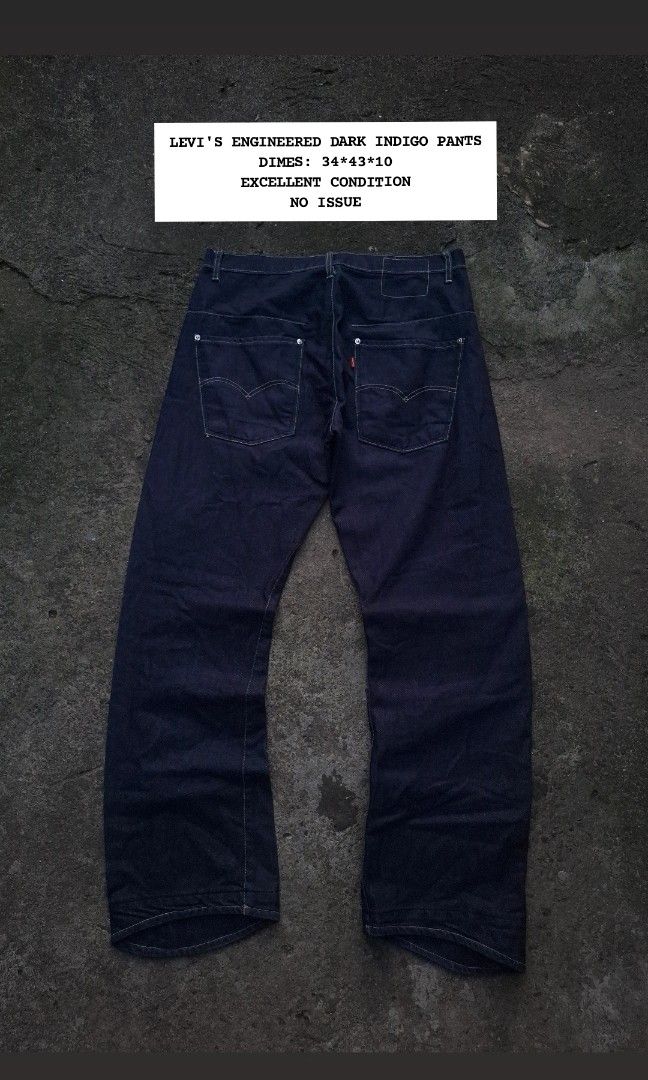 LEVI'S ENGINEERED DARK INDIGO PANTS (Category: Jeans) located in Manila. Submitted by bonaobrag55538 (Listing ID 1468339033, Image 1). Description: DIMES: 34*43*10 EXCELLENT CONDITION NO ISSUE.