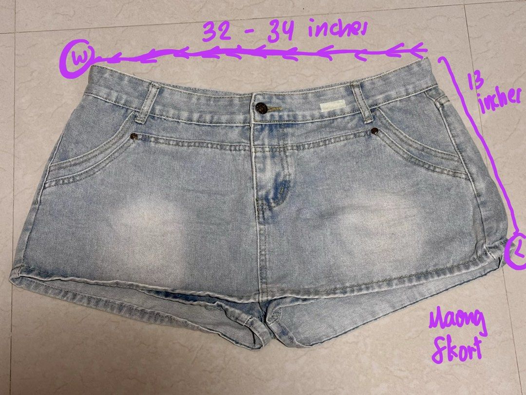 Light Blue Denim Maong Skort Size 32-34 (Category: Skirts) located in Santa. Submitted by dmb.sam (Listing ID 1468436714, Image 1). Description: - Color: Light blue denim - Style: Maong skort (skirt look with built-in shorts for comfort) - Waist: Fits 32 to 34 inches - Length: 13 inches - Features: Two back pockets with a stylish button detail on one side Price is negotiable 🫶🏻.