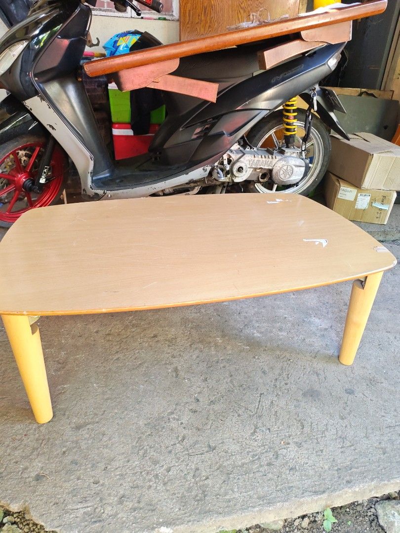 Light Wood Coffee Table with Foldable Legs (Category: Tables & Sets) located in Manila. Submitted by aks_japansurplus30 (Listing ID 1468498489, Image 3). Description: center table foldable purewood issue minimal scratches Japan surplus 1,300 L37 W21 H14 1,400.