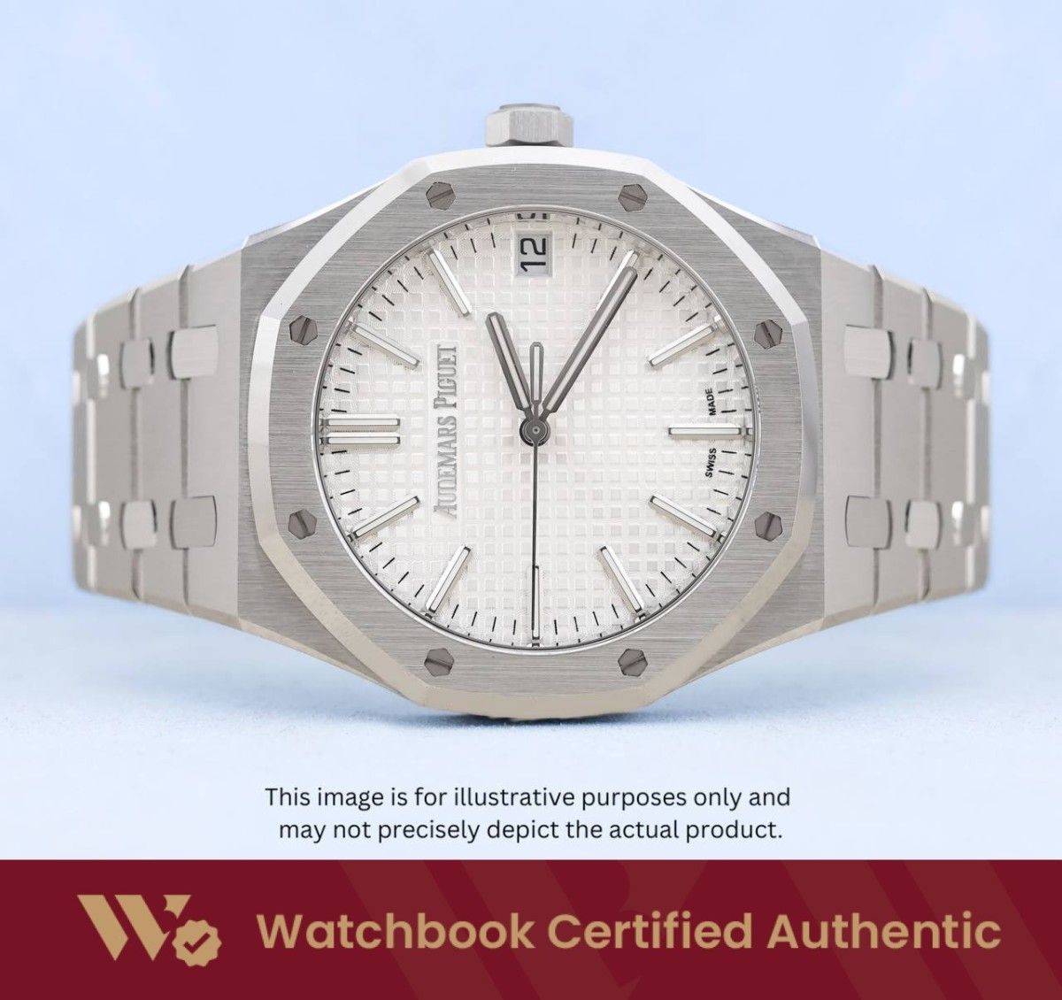 [LNIB] Audemars Piguet Royal Oak Bracelet 15510ST.OO.1320ST.08 15510ST AP Silver (White) Dial A9115 | Aug 2026 (Category: Watches) located in Singapore. Submitted by watchbooksg (Listing ID 1468318760, Image 1). Description: Watchbook Certified Authentic Verified at 60 points by 2 certified watch specialists Comes with a Watchbook 60-Point Inspection Certificate [LNIB] Audemars Piguet Royal Oak Bracelet 15510ST.OO.1320ST.08 15510ST AP Silver (Whi