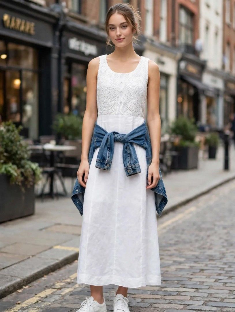 Long white canvass dress (Category: Dresses) located in Las Pinas. Submitted by apples_here (Listing ID 1468316262, Image 2). Description: Slighty used Decluttering Long dress Canvass fabric Burda design With ribbon at the back.