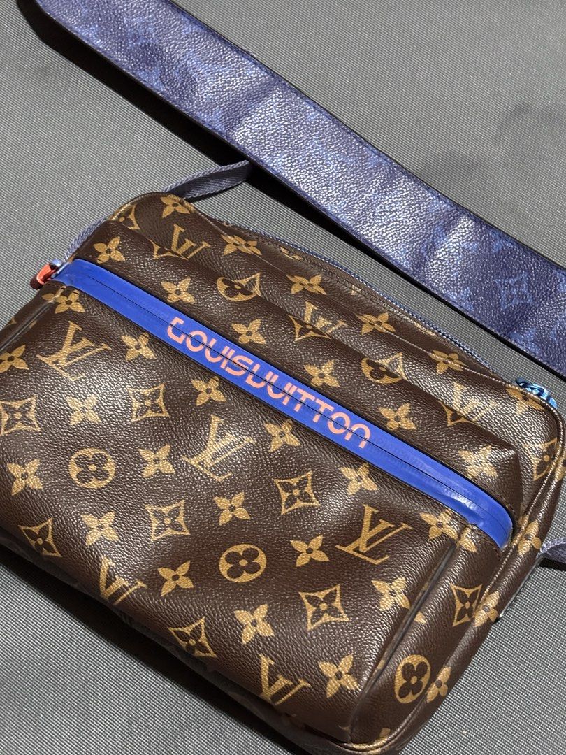 Louis Vuitton Monogram Outdoor Messenger Bag (Category: Luxury Bags & Wallets) located in San Jacinto. Submitted by renz_tugade (Listing ID 1468394799, Image 1). Description: Minor Issue: Strach on Blue Accent Strip (medyo gilid kaya unnoticeable) Loose stitch inside Inclusion: Bag only. Nawala na po mga papers since galing pang Macau. Rfs: Need funds for board exam :>>>.
